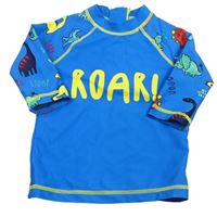 Modré UV tričko s nápisom a dinosaurami Matalan