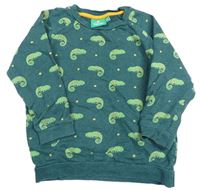 Tmavozelená melírovaná mikina s chameleony LITTLE GREEN RADICALS