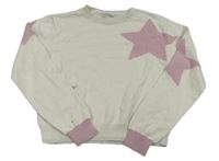 Bielo-staroružový crop sveter s hviezdičkami PRIMARK
