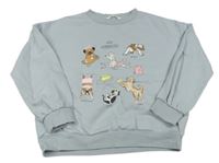 Sivá oversize mikina s pejsky M&S