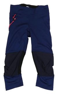 Tmavomodro-černé capri funkční sportovmé legíny Quechua
