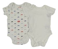 2x - Bílé body - Bílé s auty a autobusy JASPER CONRAN, bílé M&S