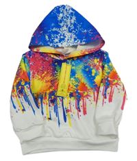 Nové - bílo-barevná skvrnitá mikina s kapucí SHEIN