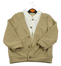 Nové - béžová vzorovaná prepínaci mikina s bílou košilí SHEIN