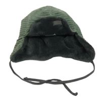 Khaki žebrovaná sametová zateplená zavazovací beranice s logem Sterntaler