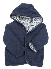 Tmavomodrý melírovaný zateplený oboustranný kabátek s kapucňou George