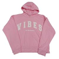 Světlerůžová crop mikina s nápisy a kapucí Matalan
