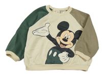 Smetanovo-kaki-hnedošedé á mikina s Mickey H&M