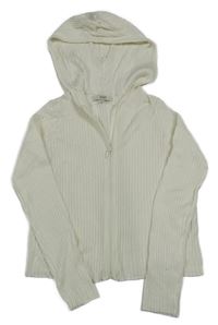 Smetanový žebrovaný propínací svetr s kapucí Peacocks