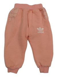 Broskvové teplé tepláky s logem Adidas