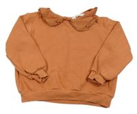 Tehlová crop mikina s golierikom H&M