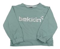 Olivovošedá crop mikina s logom bekkin