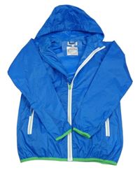 Cobaltovoě modrá kockovaná šušťáková nepromokavá bunda s kapucňou Playshoes