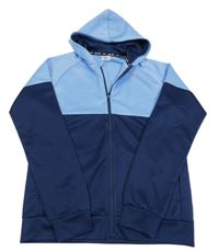 Tmavomodro-modrá propínací sportovní mikina s kapucí H&M