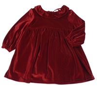 Tmavočervené sametové šaty s volánkem F&F