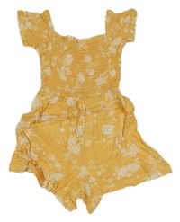 Světleoranžový kraťasový overal s kytičkami MISS E-VIE