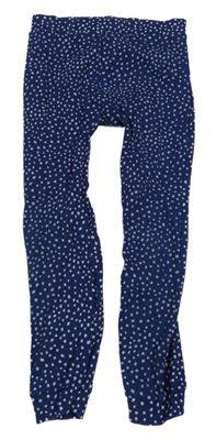 Tmavomodré bodkovaná é rebrované legíny Tu