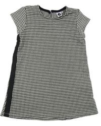 Čierno-biele vzorované šaty so trblietavým pruhom