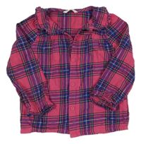 Růžovo-fialovo-cobaltově modro-zlatá kostkovaná halenka M&S