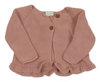 Starorůžový propínací svetr s volánkem Next