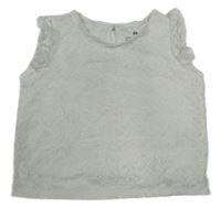 Biele čipkové crop tričko s kvetmi a volánikmi H&M