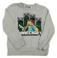 Šedá melírovaná mikina s Minecraft a překlápěcími flitry C&A