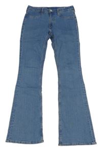 Modré flare waist teplákové rifle H&M