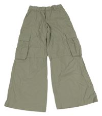 Khaki cargo plátenné nohavice H&M