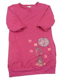 Ružové teplákové šaty s bodkami a dievčatkom Vertbaudet