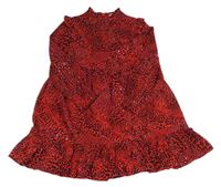 Červeno-černé vzorované šaty s volánky M&S