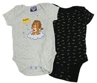 2x body - černé s nápisy + světlešedé melírované s lvem