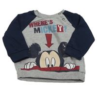 Sivo-tmavomodrá mikina s Mickeym Disney