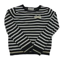 Čierno-sivý pruhovaný sveter so srdcem H&M