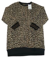 Nové - Hnedé trblietavé šaty s leopardím vzorom zn. Next