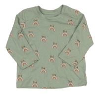 Zelenošedé květované triko s duhami Matalan