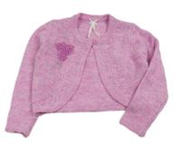 Ružové melírované svetrové bolerko s korálkami Next