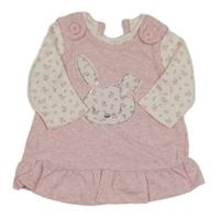 Ružovo-biela tepláková tunika s králikom a kvetmi George