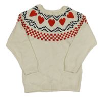 Smetanový svetr se vzorem a srdíčky TCM