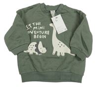 Nové - Khaki mikina s dinosaury H&M