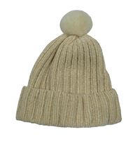 Béžová žinylková čepice s bambulí H&M