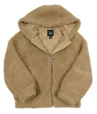 Hnědá huňatá podšitá bunda s kapucí New Look