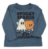 Tmavomodré tričko s tekvicou a duchem George