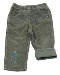 KHaki manšestrové podšité kalhoty s Púem Disney