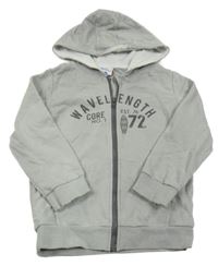 Sivo-biela pruhovaná prepínaci mikina s nápisom a kapucňou Topolino