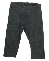 Tmavosivé melírované rebrované legíny H&M