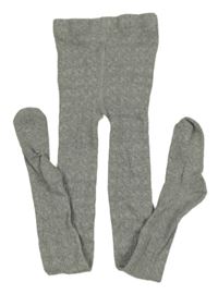 Šedé melírované žebrované punčocháče