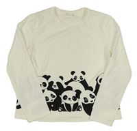 Smotanové tričko s pandami Shein