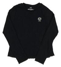 Čierne rebrované tričko so sluncem M&S