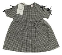 Nové - Šedo-černé kostkované šaty s mašlemi Zara