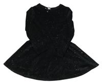 Čierne trblietavé plyšové šaty Tu